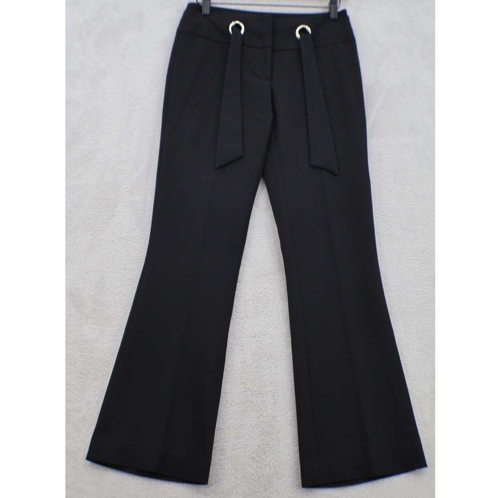 Cache Womens Black Grommet Tie Waist Flare Leg Dress Pants Size 0 Made in USA